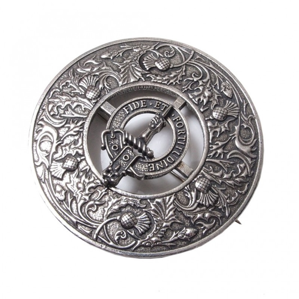 Plaid Brooch Caledonia Thistle Small Clan Crest